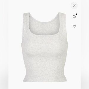 Skims Grey Cotton Ribbed Tank Top
